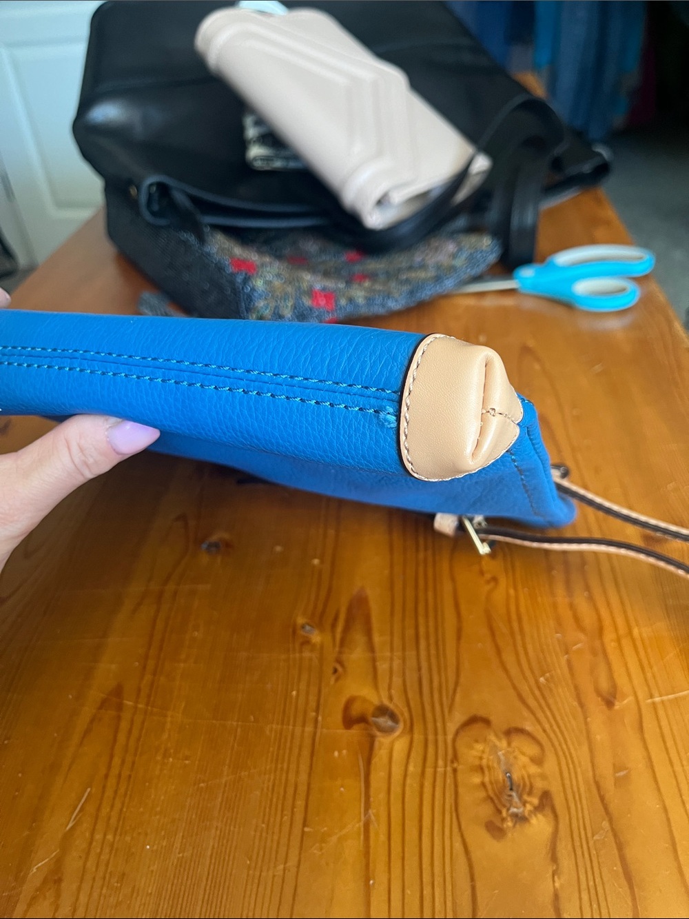 Isaac Mizrahi Blue Leather Wristlet - Picture 6 of 11